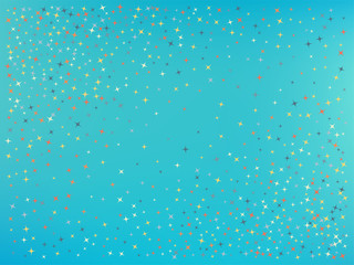 Cyan color background. Stars confetti. 