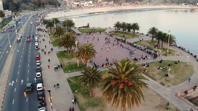 Landscape Drone, Aerial Footage of skating rink located in montevideo uruguay