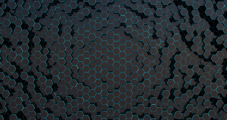 Random waving motion abstract background from hexagon geometric surface.Clean minimal hexagonal grid pattern.Abstract background of futuristic surface with hexagons