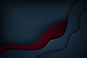 Dark blue abstract vector background with overlapping characteristics.