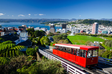 Cable car, Wellington, New Zealand - obrazy, fototapety, plakaty