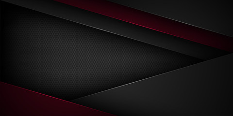 Black abstract vector background with overlapping characteristics.