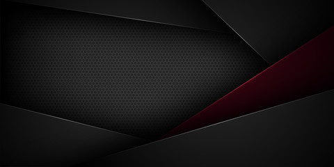 Black abstract vector background with overlapping characteristics.