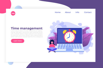 Time management concept,  Business scheduling app. Flat vector illustration.