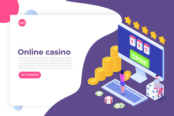Online casino, online gambling, gaming apps  isometric vector illustration
