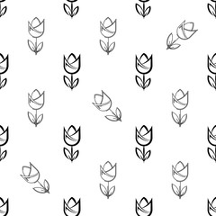 Tulip Icon Seamless Pattern, Flower Icon