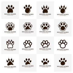 Set of Dog Foot logo Design Vector Template. Dog icon logo vector © Top Studio
