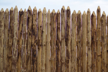 log fence, new, unpainted, natural wood