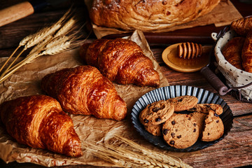 Miscellaneous delicious pastry on the wooden table - 279739974
