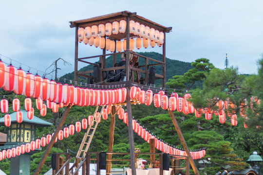Nagano, Japan - &lrm;August 15 , 2017 :  People celebrating  Bon-Odori festival in Zenkoji temple ,the famous temple and the old town of Nagano, Japan.