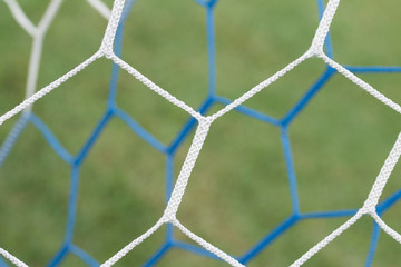 Details of the football net close up. Soccer goal net pattern. 