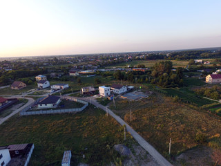 Aerial view of the Saburb landscape (drone image). Kiev Region