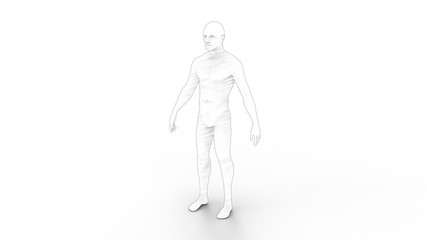 3d rendering of a male cad model person isolated in white background