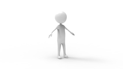 3d rendering of a stick figure isolated in white studio background