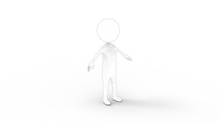 3d rendering of a stick figure isolated in white studio background