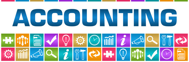 Accounting Colorful Box Grid Business Symbols 