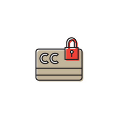 Credit card with lock vector icon isolated on white background