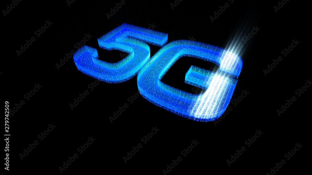 Poster futuristic holographic 5g digital wireless high speed fifth innovative generation for cellular netwo
