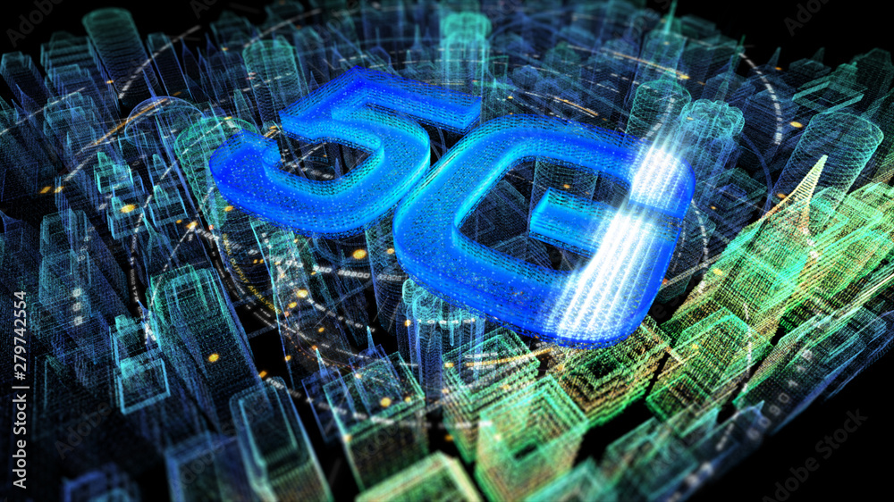 Aufkleber futuristic holographic 5g digital wireless high speed fifth innovative generation for cellular netwo