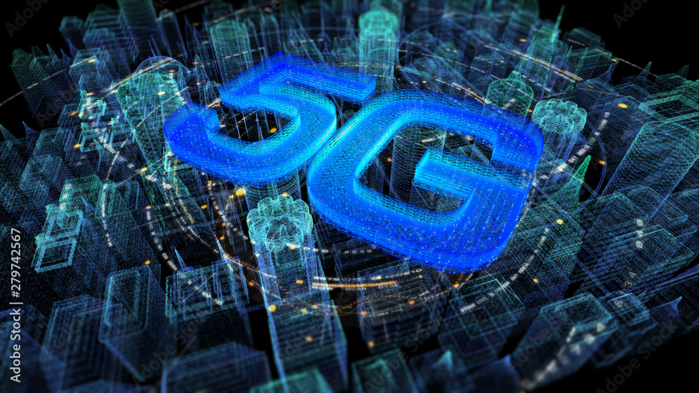Aufkleber futuristic holographic 5g digital wireless high speed fifth innovative generation for cellular netwo