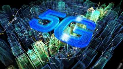 Futuristic holographic 5G digital wireless high speed fifth innovative generation for cellular network connectivity, high speed Internet broadband network