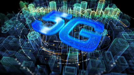 Futuristic holographic 5G digital wireless high speed fifth innovative generation for cellular network connectivity, high speed Internet broadband network