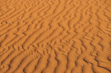 The structure of dunes in the desert, Dubai, United Arab Emirates.Close up.Areal view.