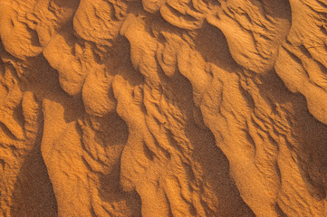 The structure of dunes in the desert, Dubai, United Arab Emirates.Close up.Areal view.