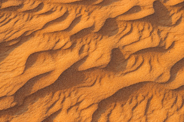 The structure of dunes in the desert, Dubai, United Arab Emirates.Close up.Areal view.