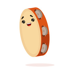 Funny Tambourine Musical Instrument Cartoon Character Vector Illustration