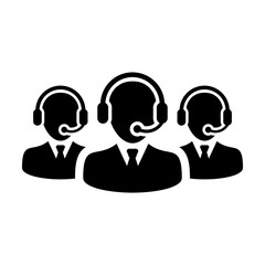 Assistant icon vector male business support customer service person profile avatar with headphone for online Chat in glyph pictogram illustration