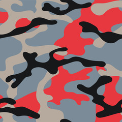 Military camouflage seamless pattern. Khaki texture. Trendy background. Abstract color vector illustration. For design wallpaper, wrapping paper, fabric.
