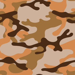 Military camouflage seamless pattern. Khaki texture. Trendy background. Abstract color vector illustration. For design wallpaper, wrapping paper, fabric.