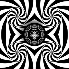 Black and white abstract striped background. Pattern with optical illusion. 3d surreal vector illustration..