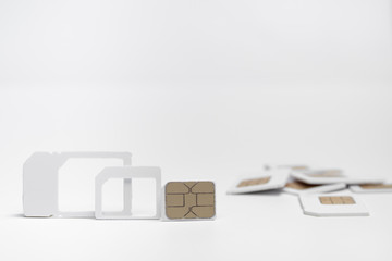 Mockup sim card on white background.