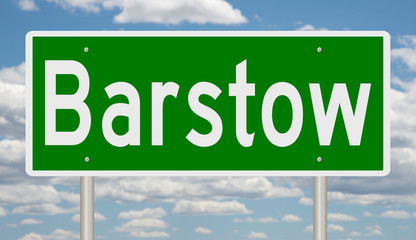 Rendering of a green highway sign for Barstow California