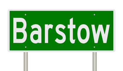 Rendering of a green highway sign for Barstow California