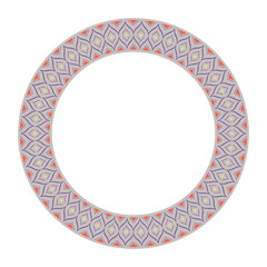 Eastern islamic colorful ornament round circle border frame. Looping lines with stars. Vector illustration.