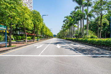 Scenery of urban construction street in Shandong Dongping New Town, Guangdong Province, China