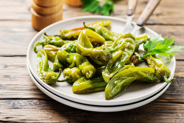 Cooked green sweet italian pepper
