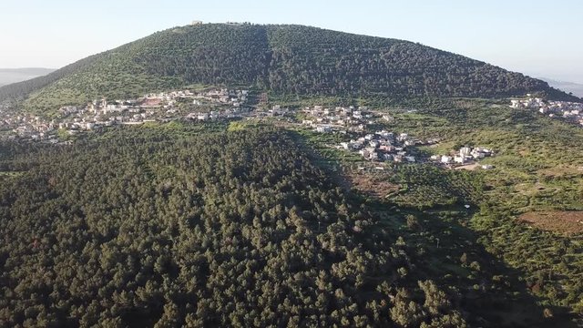 Mount Tabor Aerial View Drone Footage of Mount Tabor North Israel