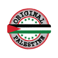 Vector Stamp for Original logo with text Palestine and Tying in the middle with nation Flag.