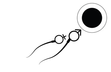 Abstract sperm icon, sperm icon and sperm vector that runs towards the egg. On a white background, competition concept