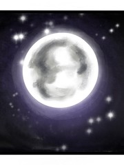 Full moon and stars, illustration 