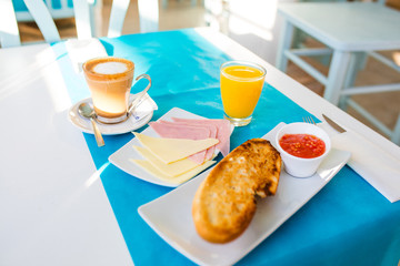 Close-up of Mediterranean breakfast