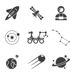 Set of space icons. Vector on white background. © Artem