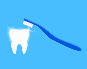 White, healthy teeth and toothbrush. Simple vector modern design illustration.