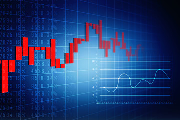 2d rendering Stock market online business concept. business Graph 