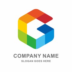Monogram Letter G Geometric Infinity Square Digital Technology Computer Business Company Stock Vector Logo Design Template