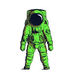 Green astronaut on isolated background . Vector image
